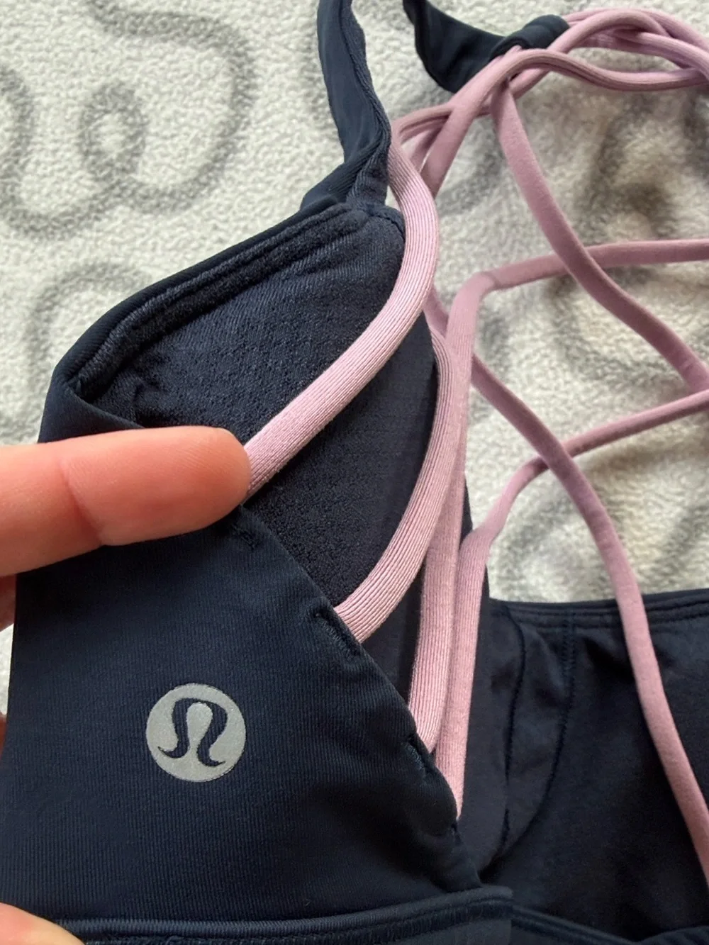 Lululemon Free to Be Bra Wild in True Navy/Pink Puff